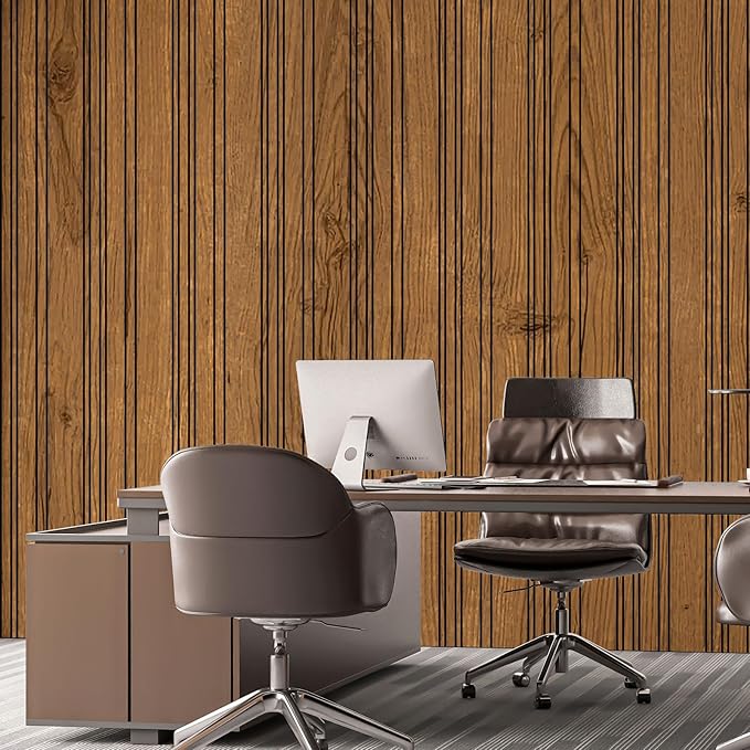 Art3d 4-Pack Glue-On Wall Panels, Wood Grain Texture Interior Wall Decor, 104"x12" Recycled Polystyrene Wainscoting Panels, Low Emission for Living Room Bedroom,Natural Teak