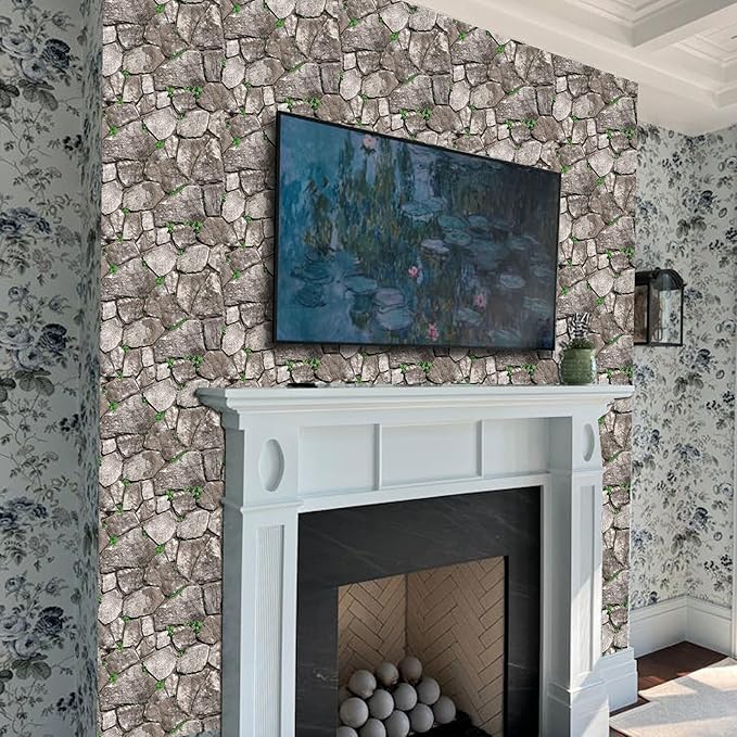 10PCS 3D Wall Panels Peel and Stick, Brick Pattern in Brown and Rust Tones Faux Stone Wall Panel Foam Brick Self-Adhesive Wallpaper (11.8in*11.8in) (Green Stone)