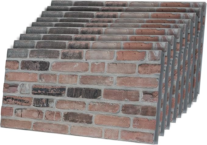 3D Faux Brick Wall Panels – Lightweight Styrofoam Cladding for Interior & Exterior Use | DIY Decorative Panels | 9 Pack (40"x20") | Ideal for Living Room, Kitchen, Outdoor Walls Earthcore