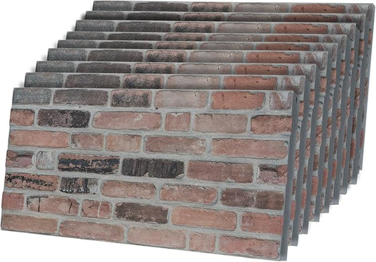 3D Faux Brick Wall Panels – Lightweight Styrofoam Cladding for Interior & Exterior Use | DIY Decorative Panels | 9 Pack (40"x20") | Ideal for Living Room, Kitchen, Outdoor Walls Earthcore