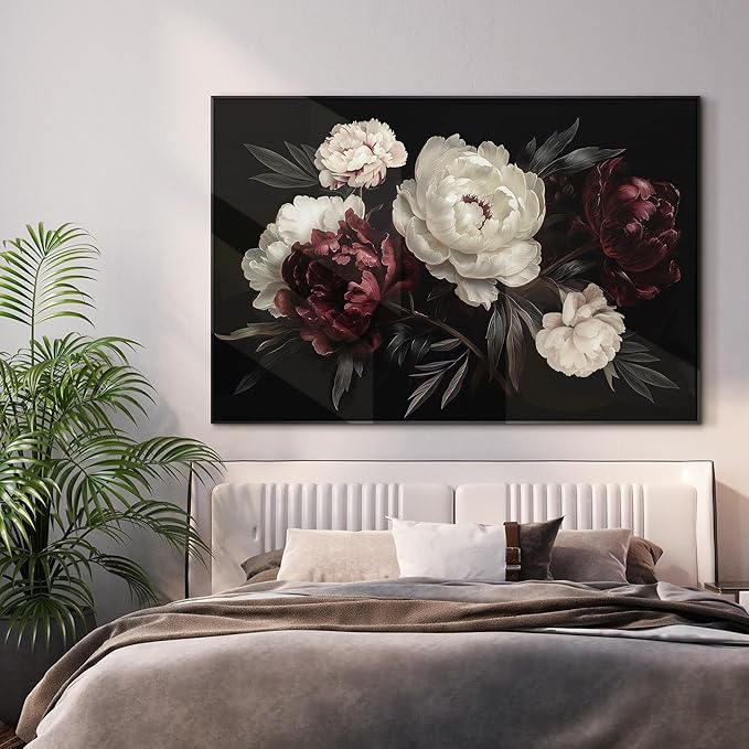 46"x72" XL Framed Wall Art - Decor Classic Dark Floral Bouquet (Frame Assembly Required)