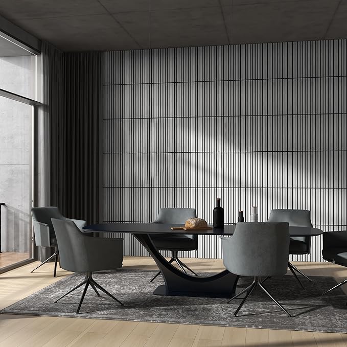 Acoustic Panels, Wood Slat for Wall & Soundproofing Wall Panels，3D Wall Panels High Density Sound Dampening Panels，4 Pack 24"x24" ，Gray