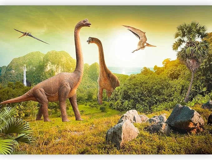 artgeist Wall Mural 3D Effect 173x124 in - Peel and Stick Self-Adhesive Wallpaper Removable Large Sticker Foil Wall Decor Print Picture Image Design - Dinosaurs City 10110902-10