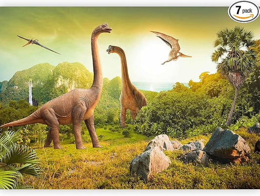 artgeist Wall Mural 3D Effect 135x101 in - Peel and Stick Self-Adhesive Wallpaper Removable Large Sticker Foil Wall Decor Print Picture Image Design - Dinosaurs City 10110902-10