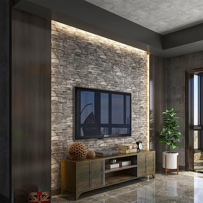 Yutianli 7mm Thick Anti-Collision Wall Panels, 10-Pack 57 Sq.Ft, Black, 3D Peel and Stick, Waterproof, Faux Brick, Self-Adhesive Decal for Bedroom, Living Room, Wall