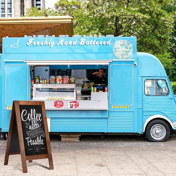 40x20 Reinforced A Frame Solid Wood Double-Sided Chalkboard Sandwich Board Sign, Chalkboard Easel Stand for Outdoor & Indoor Use, Standing Chalk Board Sign for Restaurant, Cafe, Wedding, Event