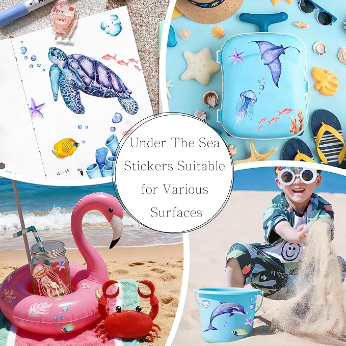 9 Sheets Under The Sea Wall Stickers Decals, ULENDIS Ocean Animal Sea Turtle Seaweed Whale Fish Wall Sticker, Removable Marine Themed Wall Decorations for Nursery Bedroom Bathroom Living Room