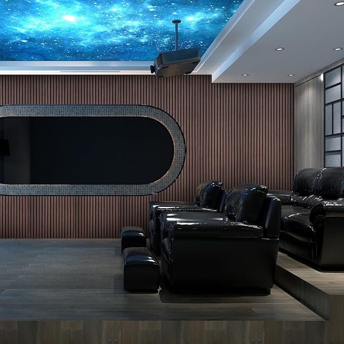 YLL YLL Wood Wall Panels Acoustic Wall Panels for Interior Wall Decoration Two 94.68" x 12.79" Wood Slat Paneling 3D soundproof Wall Panels Dark Walnut