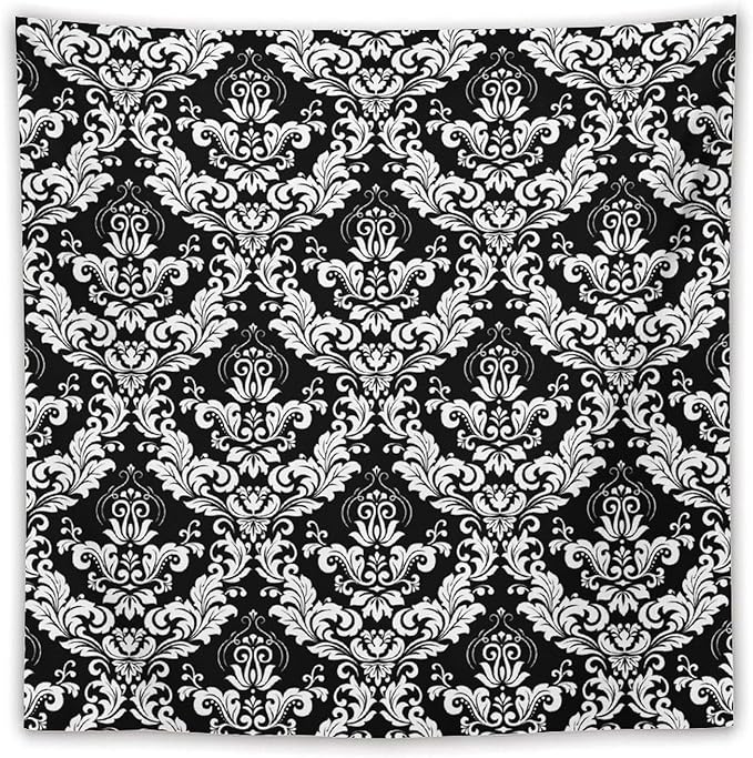 ZhiRain Damask Floral Tapestry Wall Hanging Gothic Vintage Retro Antique Baroque Classic Floral Pattern Tapestries Home Decor for Living Room Bedroom Farmhouse Apartment Dorm 60"x60"