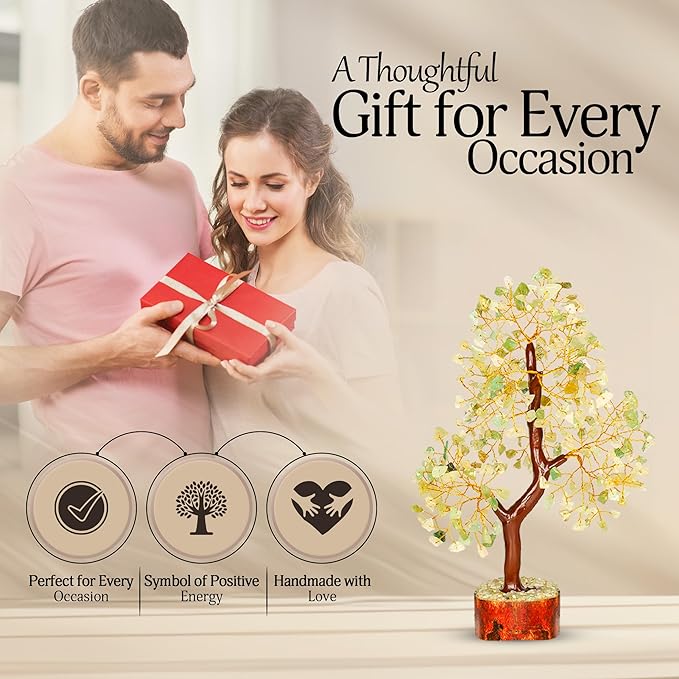 YATSKIA Green Jade Tree - Crystal Tree for Positive Energy - Crystals and Stones - Crystal Decor - Positive Energy Gifts for Women - Jade Stone - Meditation Decor