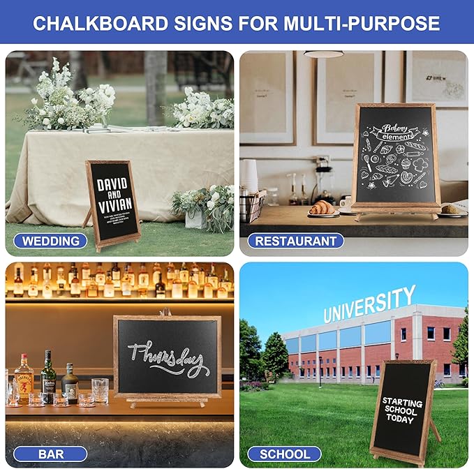12x16 inch Double Sided Chalkboard and Felt Letter Board with Stand - Reversible Wooden Frame Easel for Menu, Announcements, Home, Office, Cafe, Restaurant Decor