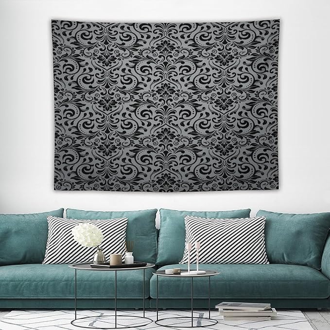 ZhiRain Damask Floral Tapestry Wall Hanging Vintage Classic Flower Pattern Tapestries Home Decor for Living Room Bedroom Farmhouse Apartment Dorm 60"x80"
