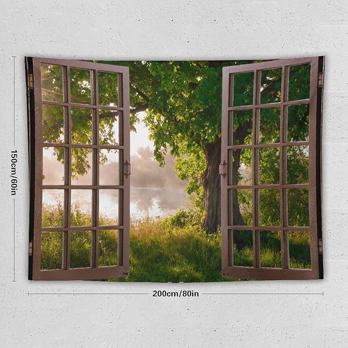 ZhiRain Tree Tapestry Wall Hanging Green Jungle Trees Nature Landscape Tapestries Home Decor for Living Room Bedroom Apartment Farmhouse Dorm 60"x80"