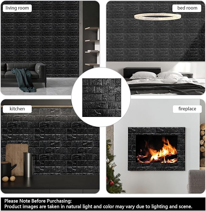 33 Pcs 3D Wall Panels Peel and Stick, 7mm Thickened 3D Wall Panel Foam Brick 11.8 * 11.8 in 3D Imitation Brick Wallpaper Stone Wall Panel Foam Brick Self-Adhesive Wallpaper