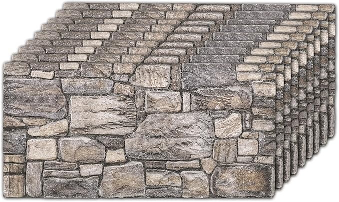 3D Faux Brick Wall Panels (9-Pack) - Easy DIY Install with Adhesive - Lightweight Styrofoam Stone Cladding for Interior & Exterior Slate - 40"x20"