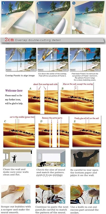 YTTBDBD Park Grass 3D Wall Mural, Prairie Coconut Trees Murals Wallpaper,for Storefront Restaurant Beauty Salon Hotels Living Room Decoration-Not Self-Adhesive-48 W x 36" H/122x91cm-Silk