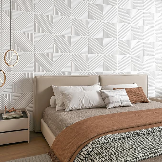 Art3d 33-Pack 3D Wall Panels for Interior Wall Decor, Textured Accent Walls Paneling for Living Room, Bedroom, TV Background, 12"x12" White