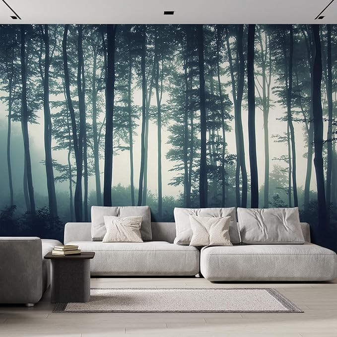 wall26 Landscape Mural of a Misty Forest Wall Mural, Removable Sticker - 96x144 inches