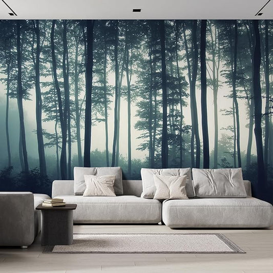 wall26 Landscape Mural of a Misty Forest Wall Mural, Removable Sticker - 96x144 inches