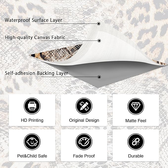 Zeeko Cheetah Print Peel and Stick Wallpaper 144" W x 100" H Removable Renter-Friendly Leopard Snake Wall Mural for Office Bedroom Bathroom, Modern Home Decor