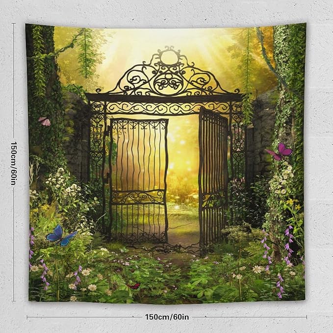 ZhiRain Fantasy Tapestry Wall Hanging Gothic Gate Fantasy Forest Magic Dreamland Fairy Landscape Pattern Tapestries Home Decor for Living Room Bedroom Apartment Farmhouse Dorm 60"x60"