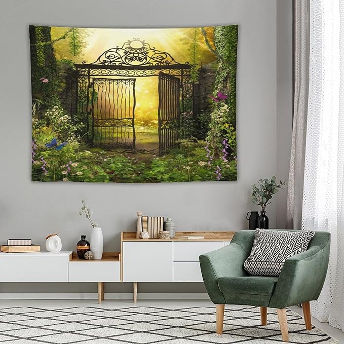 ZhiRain Fantasy Tapestry Wall Hanging Gothic Gate Fantasy Forest Magic Dreamland Fairy Landscape Pattern Tapestries Home Decor for Living Room Bedroom Apartment Farmhouse Dorm 60"x80"