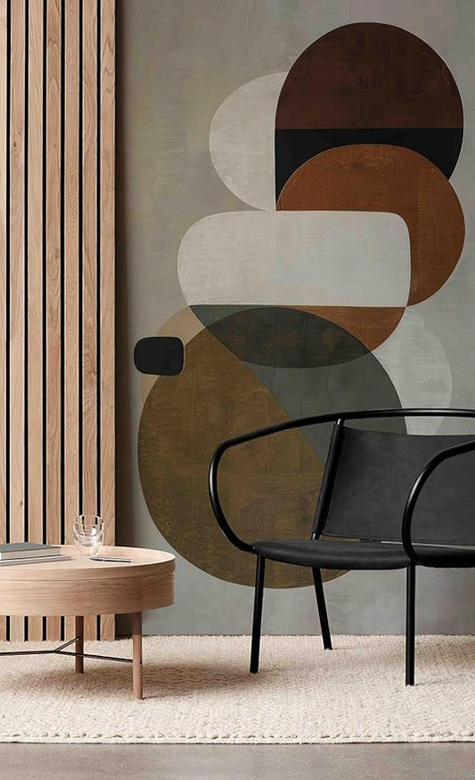 Zeeko Modern Abstract Geometrical Wall Mural Peel and Stick 59" x 110" Mid Century Irregular Line Self Adhesive Removable Wallpaper for Hallway