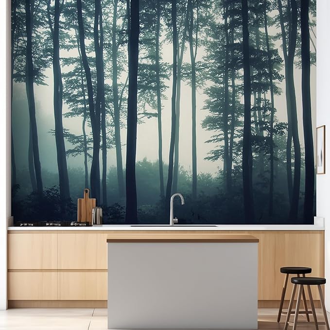 wall26 Landscape Mural of a Misty Forest Wall Mural, Removable Sticker - 48x72 inches