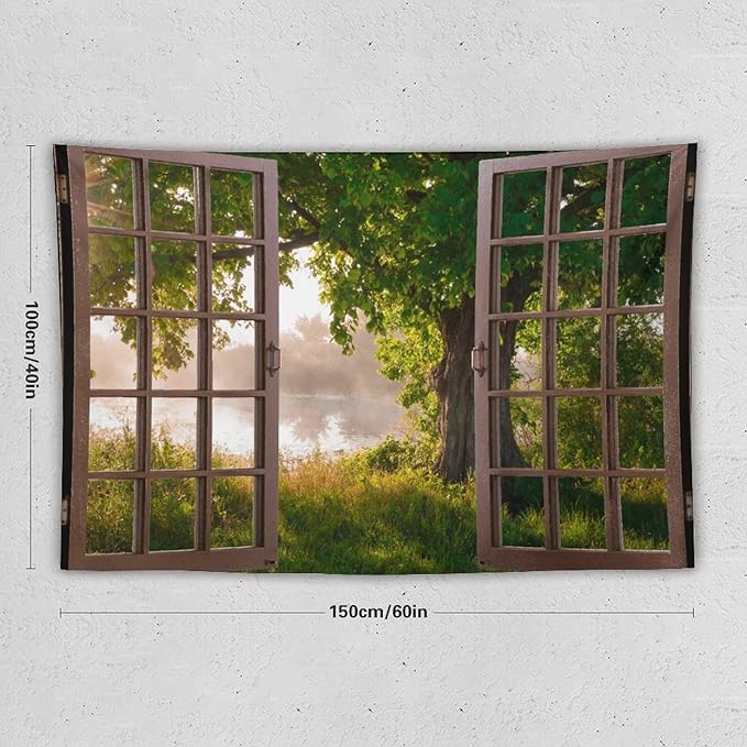 ZhiRain Tree Tapestry Wall Hanging Green Jungle Trees Nature Landscape Tapestries Home Decor for Living Room Bedroom Apartment Farmhouse Dorm 40"x60"