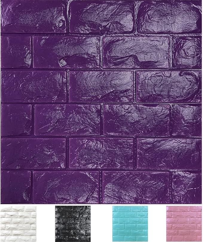 11PCS 3D Wall Panels Peel and Stick Faux Brick Wallpaper Purple Self Adhesive Foam Brick Paneling Faux Stone Wall Panels (11PCS, Purple)