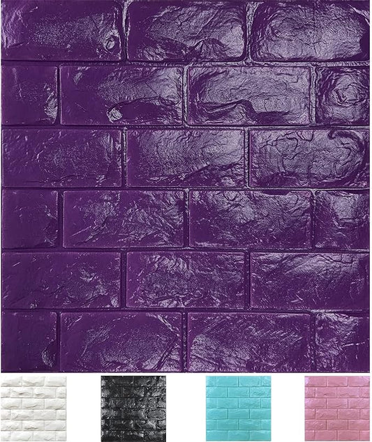 30PCS 3D Wall Panels Peel and Stick Faux Brick Wallpaper Purple Self Adhesive Foam Brick Paneling Faux Stone Wall Panels (30PCS, Purple)