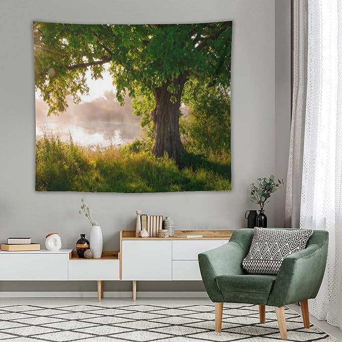 ZhiRain Tree Tapestry Wall Hanging Green Jungle Trees Nature Landscape Tapestries Home Decor for Living Room Bedroom Apartment Farmhouse Dorm 50"x60"