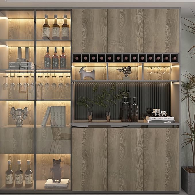 48x197 inch Oak Wood Grain Contact Paper Peel and Stick Walnut Texture Wallpaper Waterproof Thick Wooden Look Wallpaper Removable Self-Adhesive Wood Vinyl Wrap Roll for Kitchen Countertop Cabinet