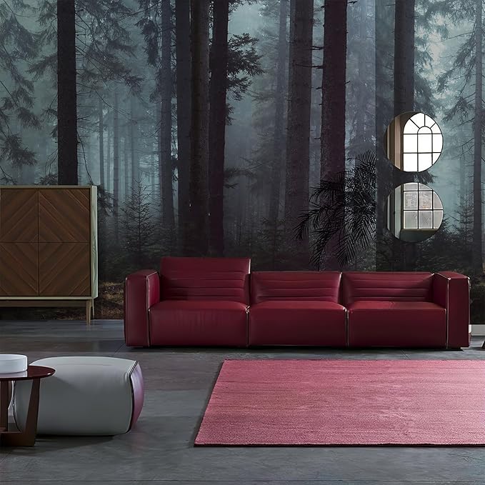 Zeeko Dark Foggy Forest Wall Mural Peel and Stick 148" Wx 98" H Misty Woodland Pine Tree Self Adhesive Removable Wallpaper Large Canvas Waterproof Landscape Mural for Bedroom