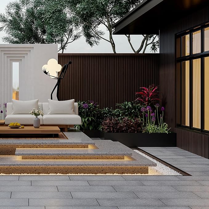 YLL YLL 6-Pack Slat Wall Panel with 2 Trims Wood Grain Slat Wall 96" x 6.2" WPC Slats 3D Wall Panels Walnut Grille