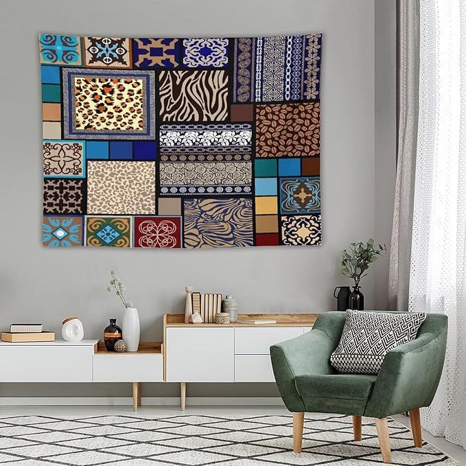 ZhiRain Boho Style Tapestry Wall Hanging Bohemian Ethnic Pattern Floral And Animal Skin Print Tapestries Home Decor for Living Room Bedroom Apartment Farmhouse Dorm 60"x80"