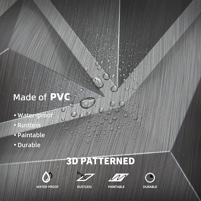 AMZDEPOT 3D Wall Panels for Interior Wall Decor, 3 Layout Options PVC Textured Wall Art Decor for Living Room Bedroom TV Background Gaming Room, 12''x12'', 20 Pcs Silver