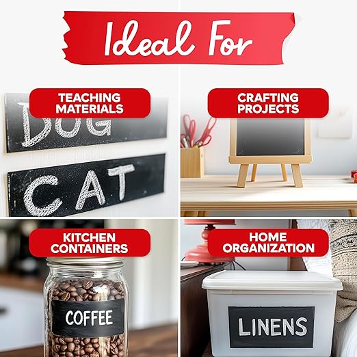 XFasten Black Chalkboard Tape Removable, 2-Inch x 30-Foot, Black, Smudge Resistant Sticky Chalkboard Label Duct Tape