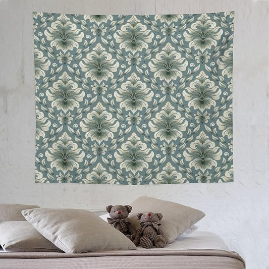 ZhiRain Retro Damask Tapestry Wall Hanging Gothic Vintage Baroque Classic Pattern Tapestries Home Decor for Living Room Bedroom Farmhouse Apartment Dorm 50"x60"