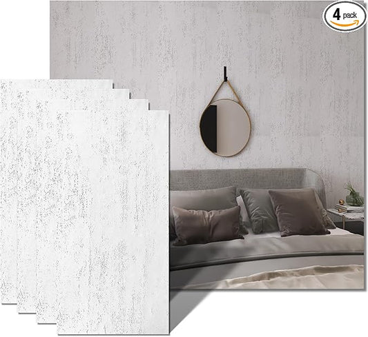 3D Wall Panels Faux Stone Wall Panel for Exterior/Interior Wall, MCM Walls Natural 4PCS 47.2"x23.6" / 30.94 sq ft (Travertine Stone White)