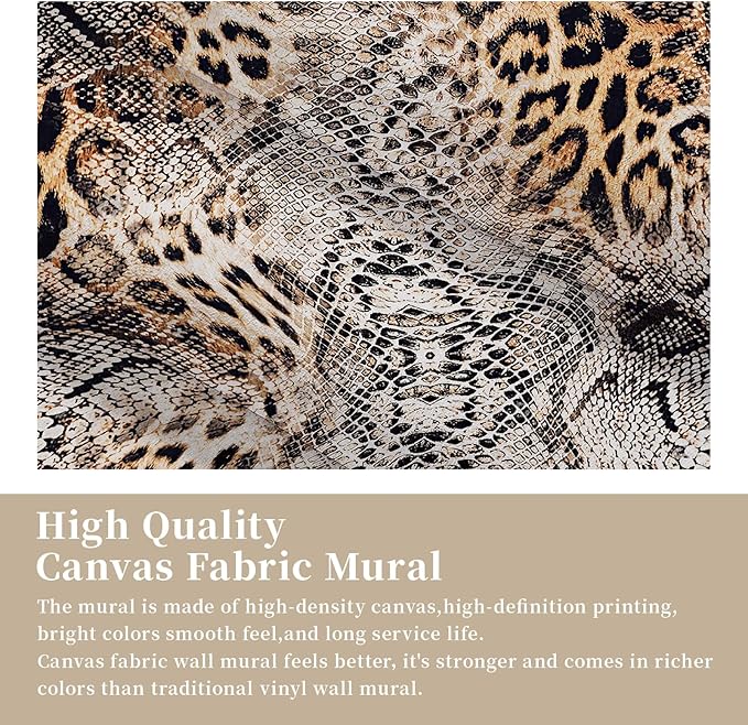 Zeeko Cheetah Print Peel and Stick Wallpaper 144" W x 100" H Removable Renter-Friendly Leopard Snake Wall Mural for Office Bedroom Bathroom, Modern Home Decor