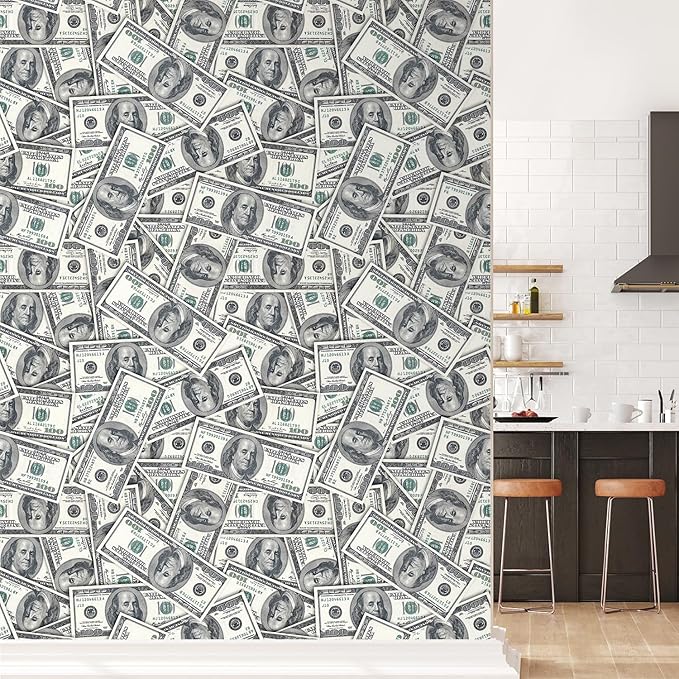 wall26-100 Dollar Bills Collage Background Large Money Wall Mural, Removable Peel and Stick Wallpaper, Home Decor - 120x96 inches
