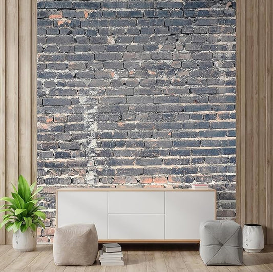 wall26 - Dark Brick Background - Removable Wall Mural Self-Adhesive Large Wallpaper - 120x96 inches