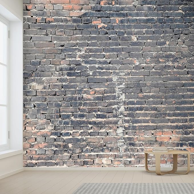 wall26 - Dark Brick Background - Removable Wall Mural Self-Adhesive Large Wallpaper - 96x144 inches