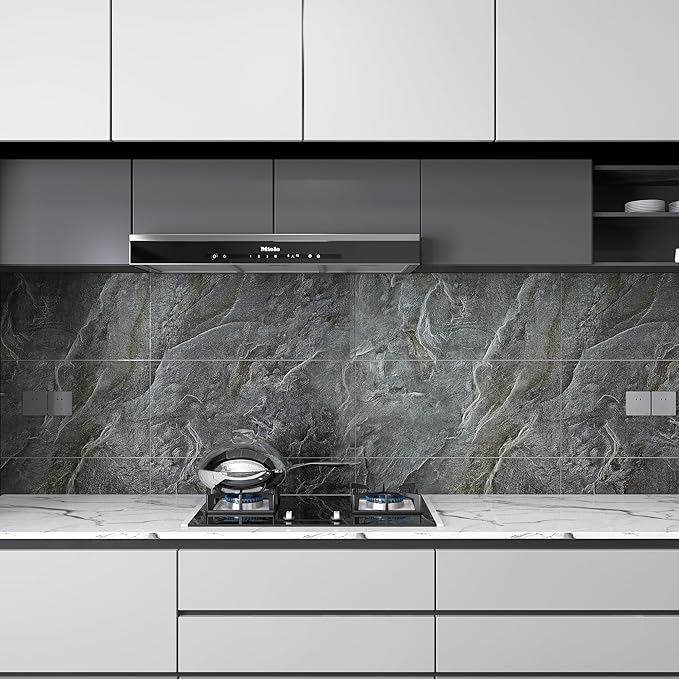 48"x197" Glossy Granite Wallpaper Peel and Stick Countertops Contact Paper Waterproof Removable Grey Gold Wall Paper for Cabinets and Drawers Self Adhesive Marble Vinyl Wallpaper for Kitchen Bathroom