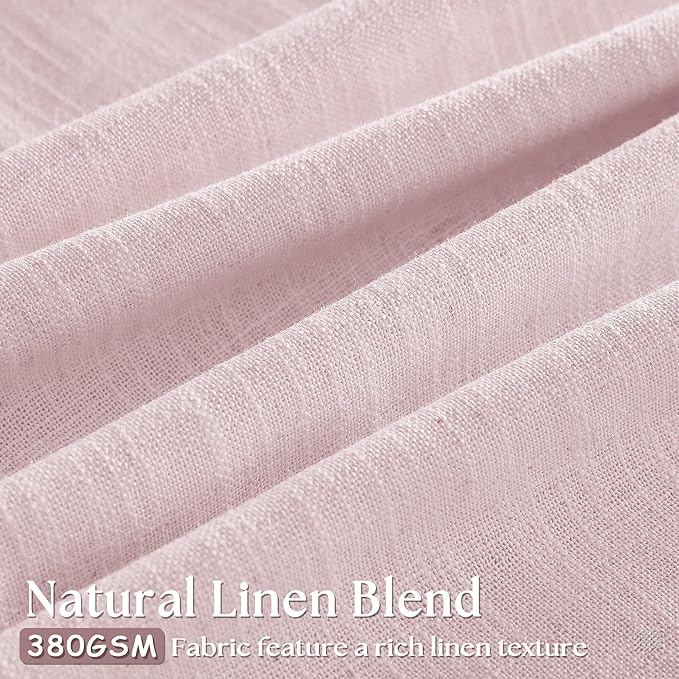 80 Inch Pink Pinch Pleated Semi Sheer Curtains for Girls Bedroom Living Room Pleat Memory Shape Trained Light Filtering Linen 80 Inch Curtains Drape Window Panels Baby Pink Blush Nursery