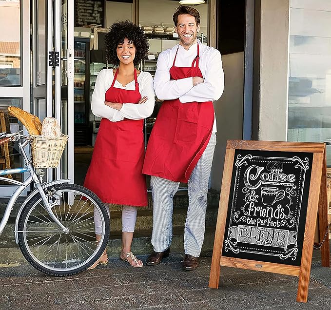 A Frame Chalkboard by HBCY Creations: 20x30 Solid Wood A-Frame Sign Rustic Brown Double-Sided Magnetic Board,Chalkboard Menu Board, for Restaurants, Cafés, Weddings - Heavy Duty Hinges