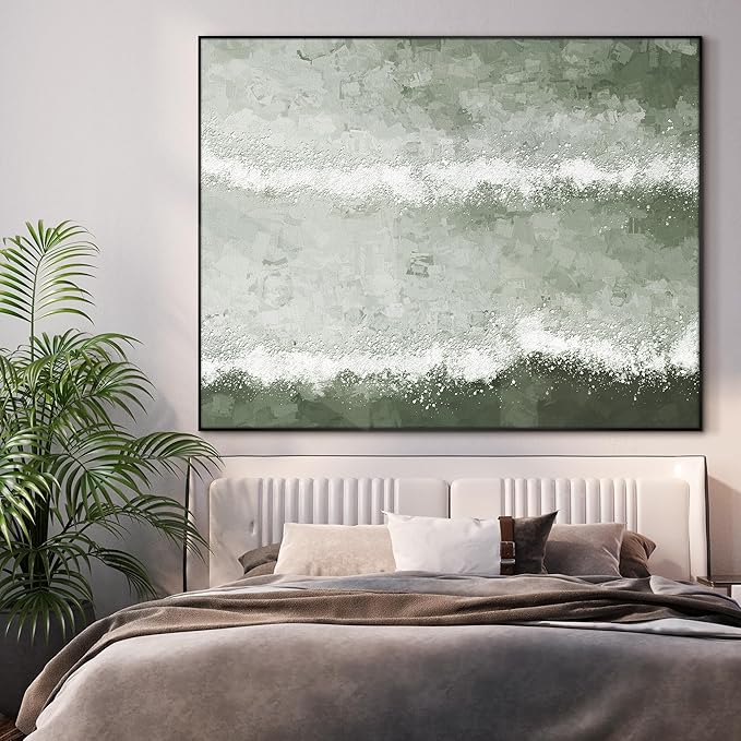 46"x60" XL Framed Wall Art - Modern Aesthetics Green Waves (Frame Assembly Required)