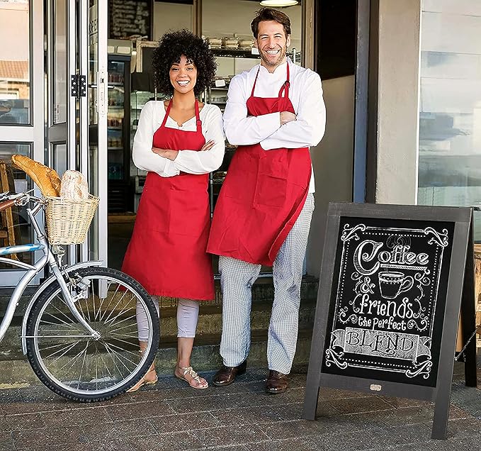 A Frame Chalkboard by HBCY Creations: 20x30 Solid Wood A-Frame Sign Black Double-Sided Magnetic Board, Chalkboard Menu Board, for Restaurants, Cafés, Weddings - Heavy Duty Hinges