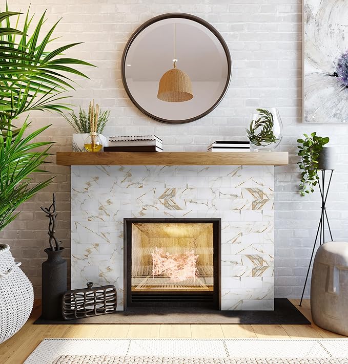 20-Pack Peel and Stick Tile Backsplash for Kitchen 12"X12" Thicker Wood Panel Stick on Backsplash for Bathroom Tile, Stair Decals, Laundry Table, Bedroom in Cala Golden